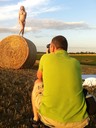 Behind the scenes shot of Thomas Holm Photographer, and Lisa Christiansen, Model  in a field